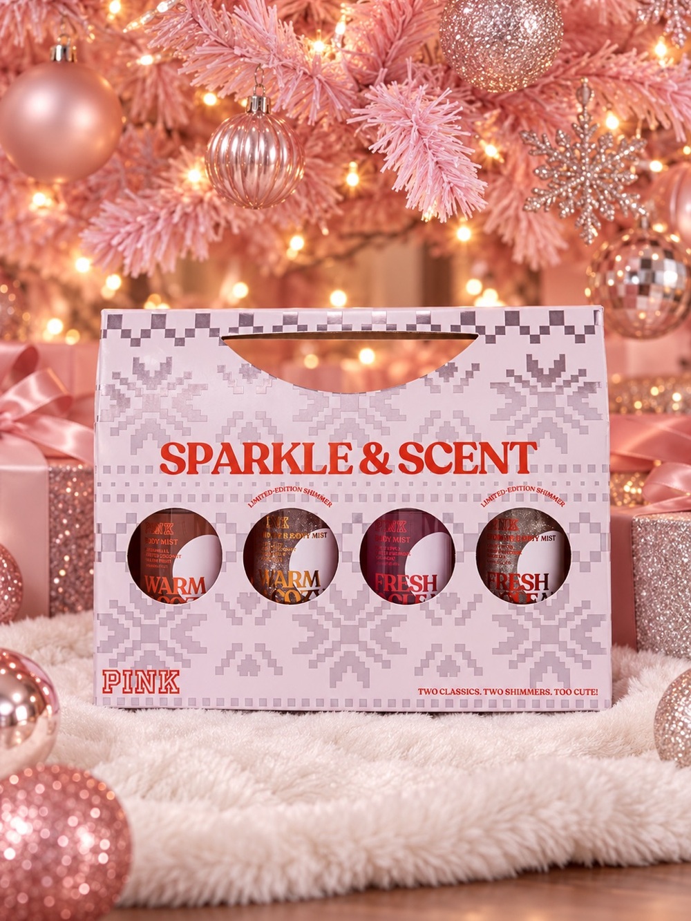 Victoria’s Secret PINK Sparkle & Scent 4 Piece Body Mist Gift Set 2.5 oz Each